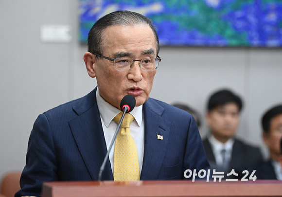 위성락 국가안보실장이 29일 서울 여의도 국회 국회운영위원회에서 열린 대통령비서실, 국가안보실 등에 대한 국정감사에 출석해 인사말을 하고 있다. [사진=곽영래 기자]