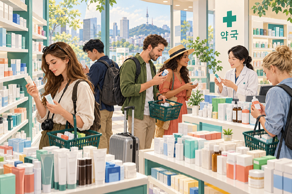 외국인 관광객의 쇼핑 코스로 떠오른 한국 약국. 기사 이해를 돕기 위한 AI 생성 이미지. [사진=챗지피티]